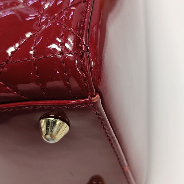 Lady Dior Large Cannage Patent Leather Red