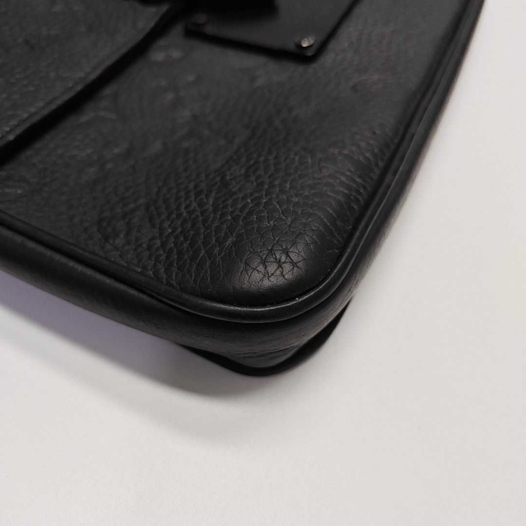 S LOCK Monogram Calfskin Black