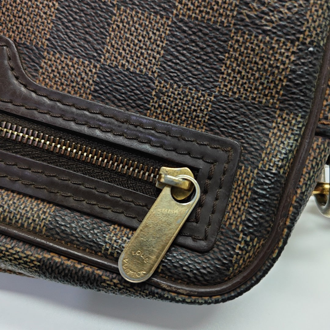 MACAO Damier Ebene Coated Canvas Brown