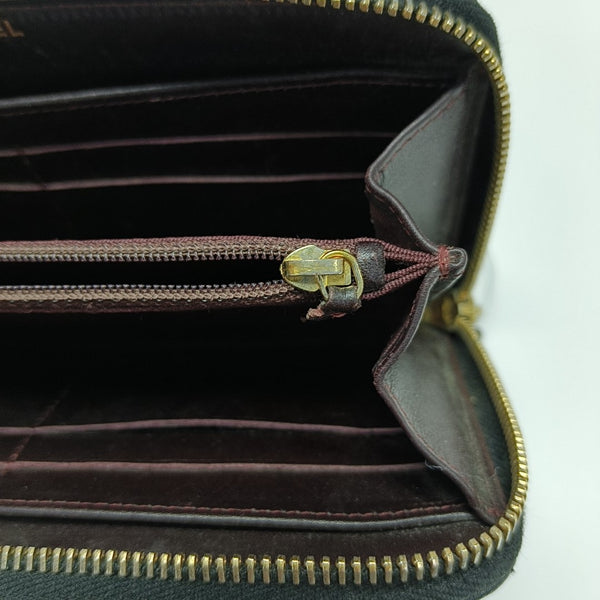 Quilted Grained Calfskin Wallet Black