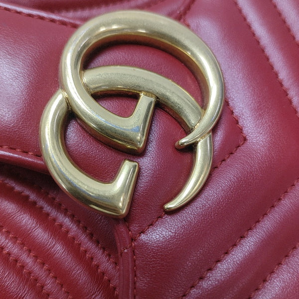 GG Marmont Medium Quilted Calfskin Red