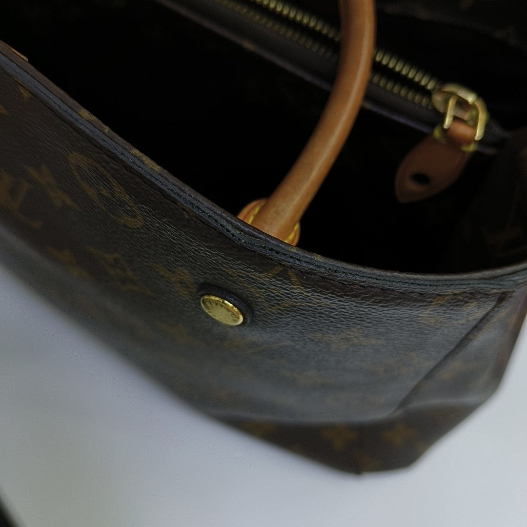 MONTAIGNE MM Monogram Coated Canvas Brown