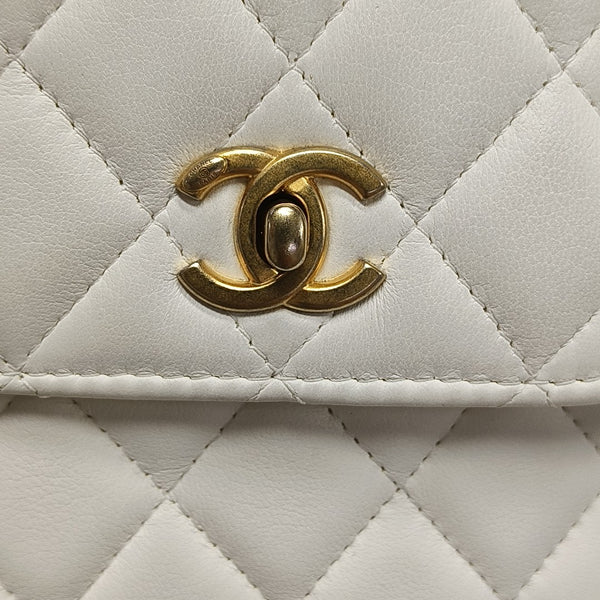 Quilted Lambskin Crossbody Bag White