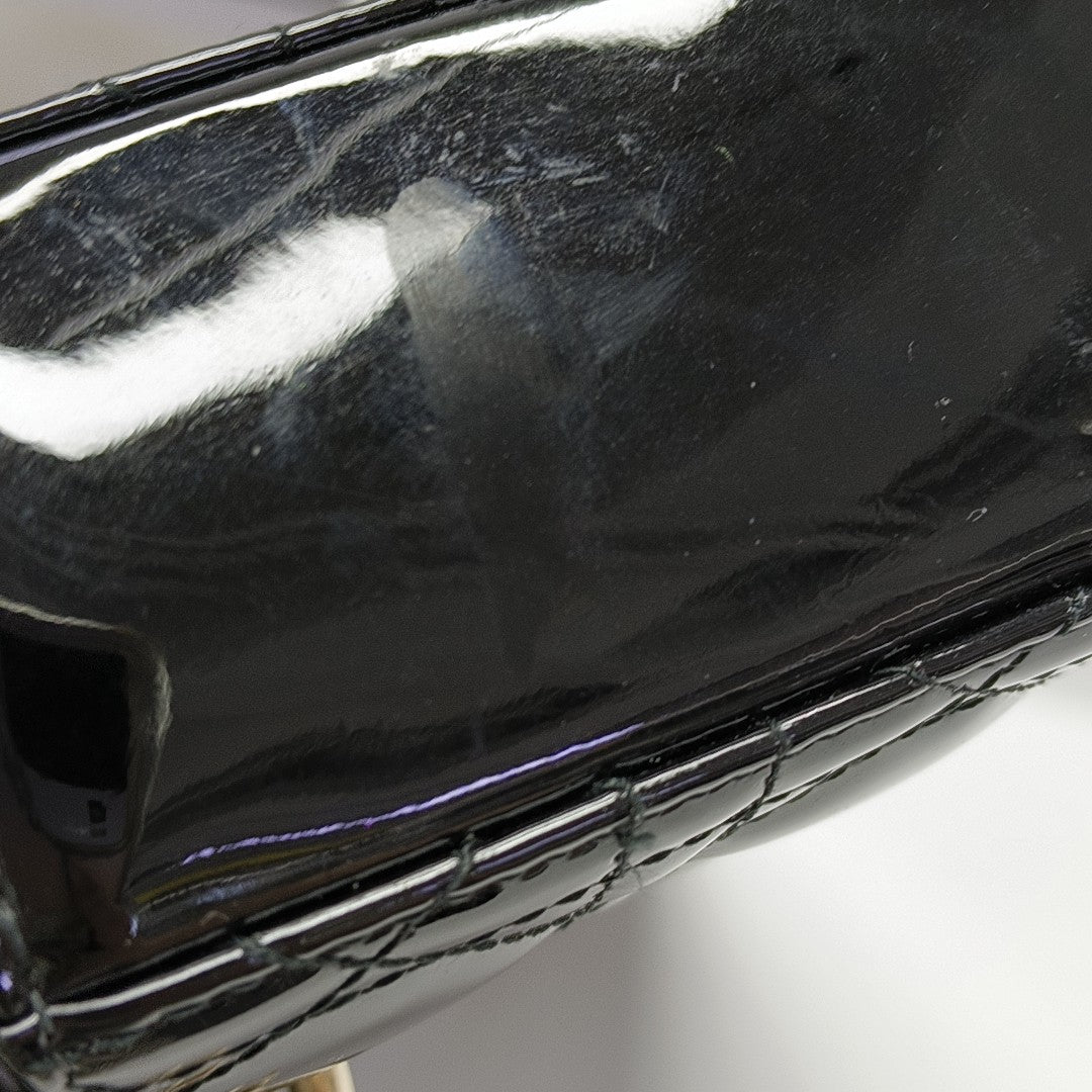 Lady Dior Small Cannage Patent Leather Black