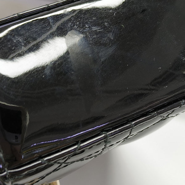Lady Dior Small Cannage Patent Leather Black