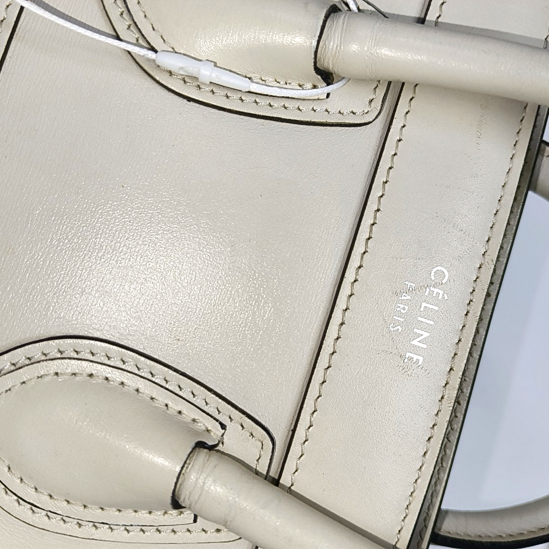 Authenticated pre-owned  LUGGAGE Nano Calfskin White - Tote Bag at Looply