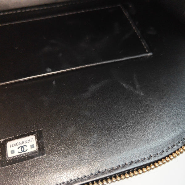 Quilted Grained Calfskin Shoulder Bag Black