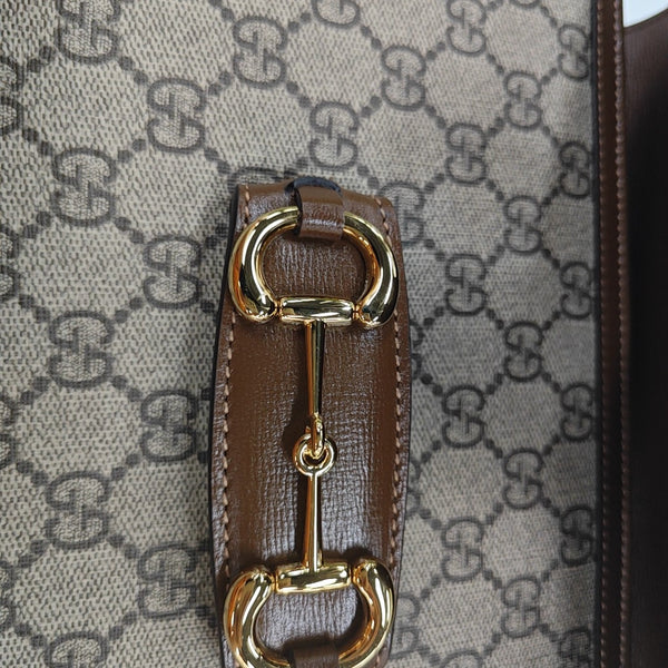 Horsebit 1955 Medium Monogram Coated Canvas Beige