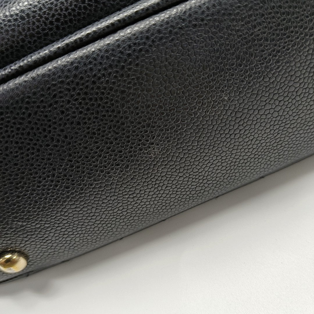 BUSINESS AFFINITY Small Quilted Grained Calfskin Black