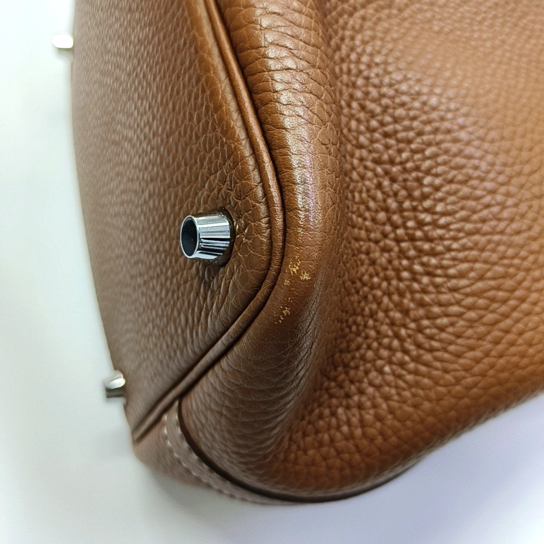 Authenticated pre-owned  Picotin Lock Clemence Brown - Top Handle Bag at Looply