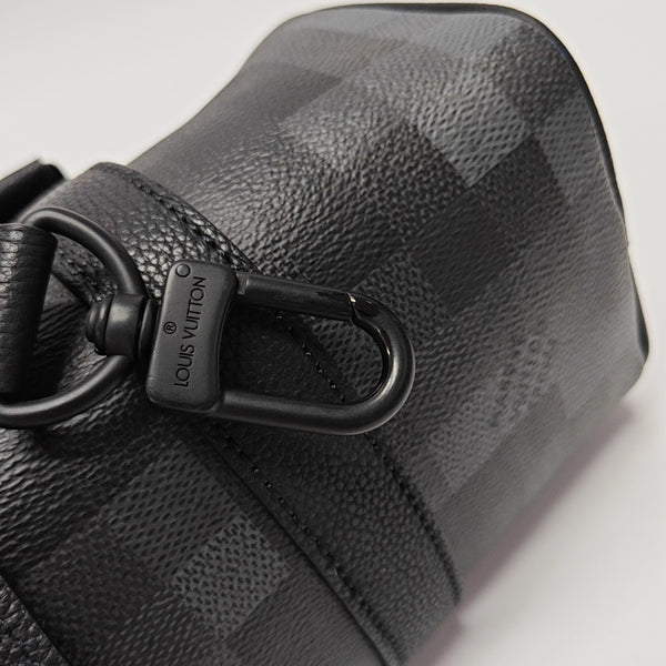 KEEPALL 25 Damier Graphite Coated Canvas Black