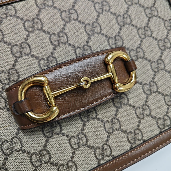 Horsebit 1955 Medium Monogram Coated Canvas Beige