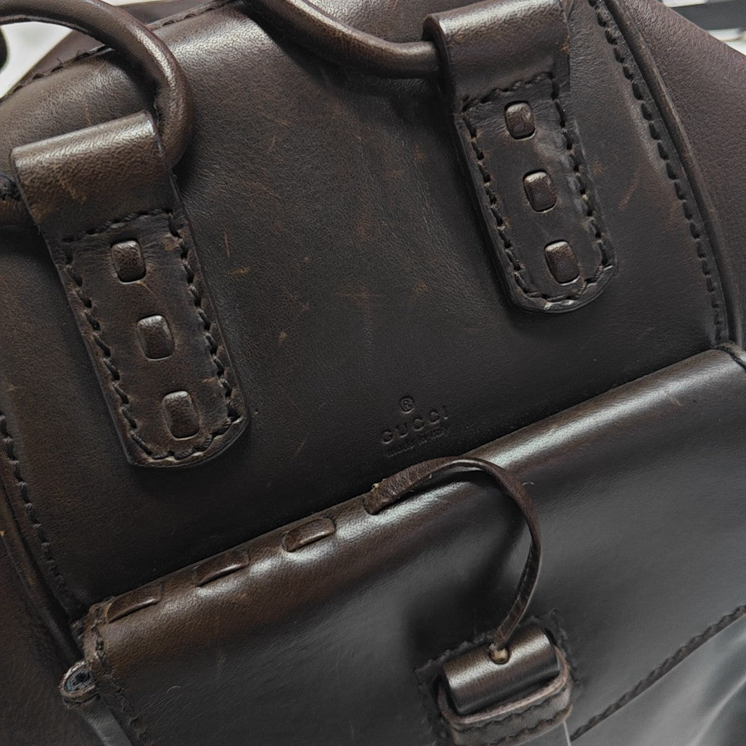 Calfskin Top Handle Bag Brown