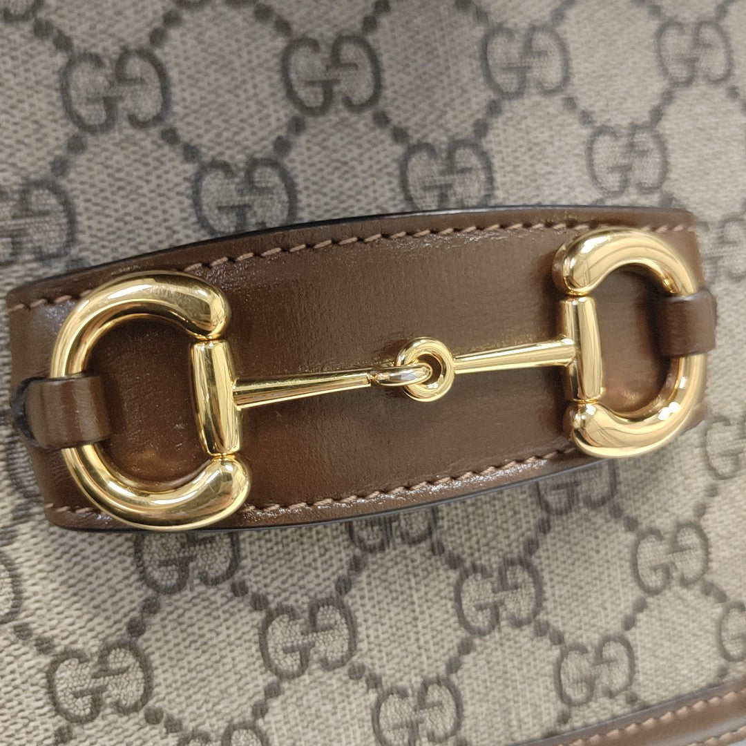 Horsebit 1955 Medium Monogram Coated Canvas Beige