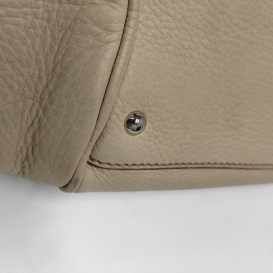 Calfskin Top Handle Bag Beige