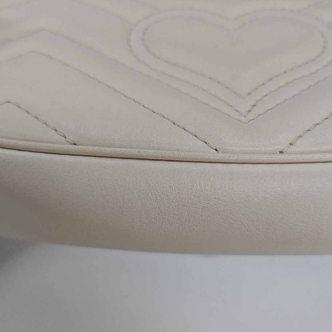 GG Marmont Mini Quilted Calfskin White