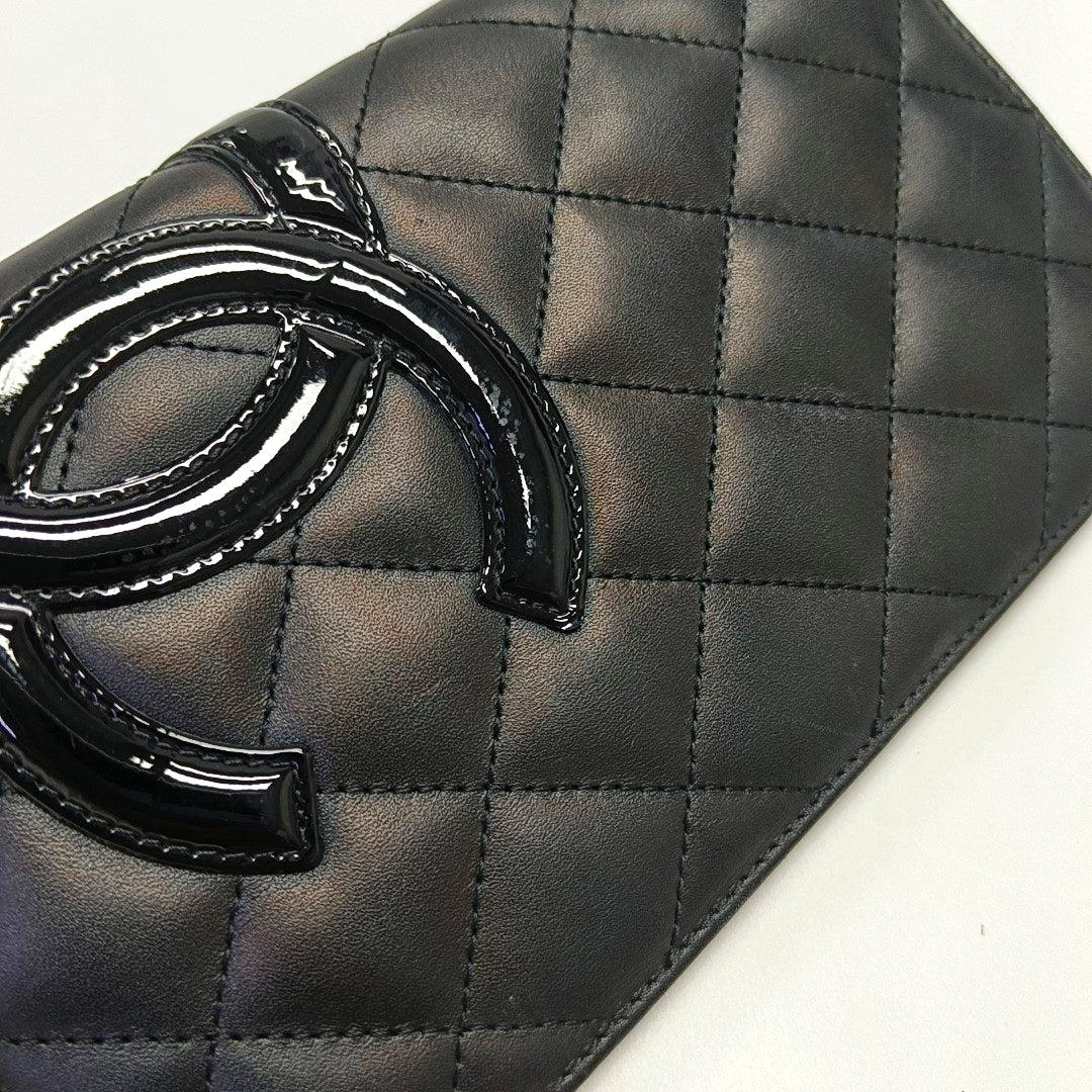 CAMBON Quilted Calfskin Black Wallet