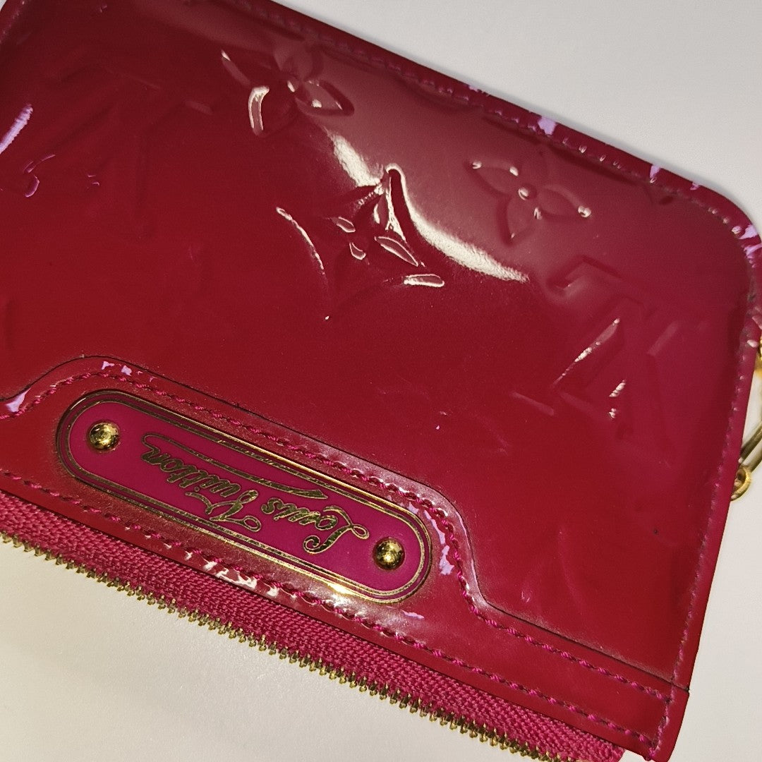 Monogram Patent Leather Card Holder Red