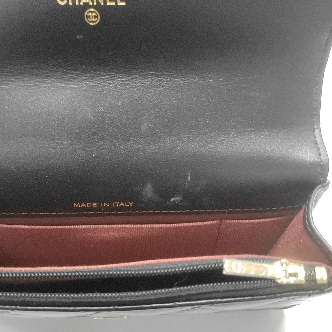 Quilted Calfskin Shoulder Bag Black