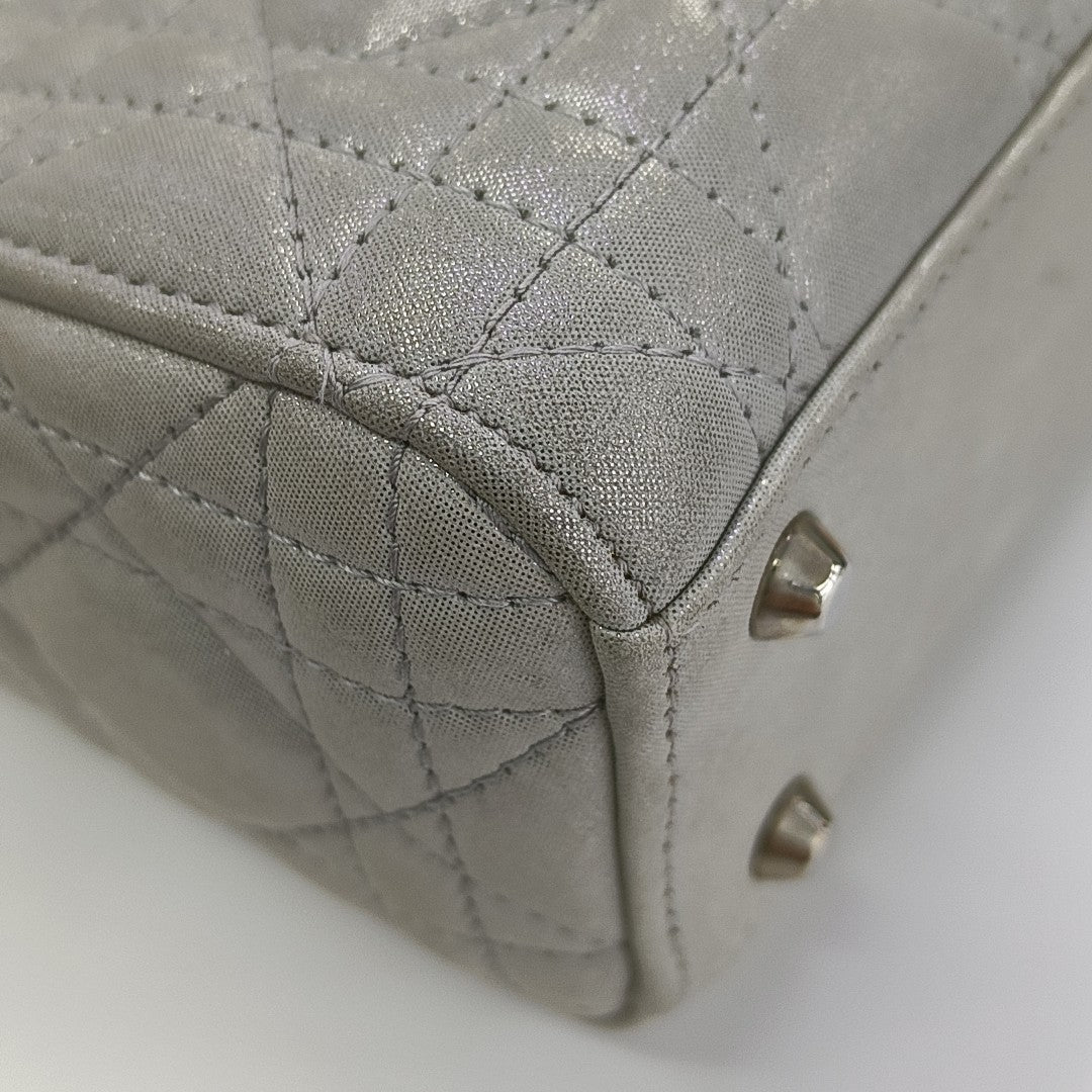 Lady Dior Mini Cannage Lambskin Silver