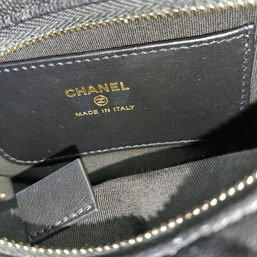 Quilted Grained Calfskin Mini Black