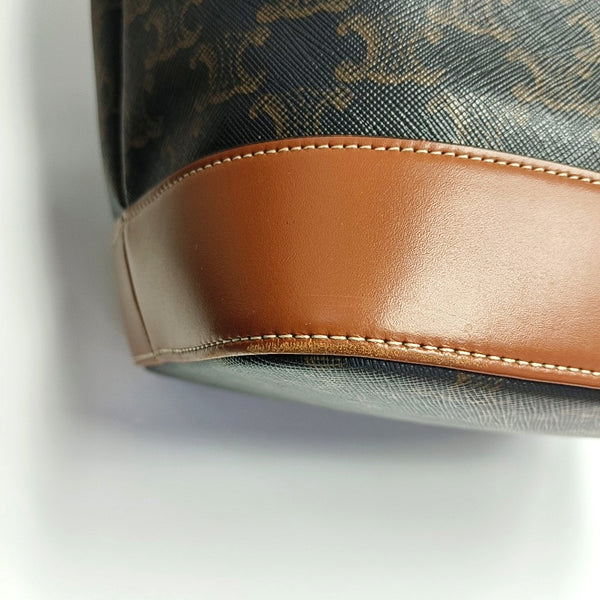 Authenticated pre-owned  TRIOMPHE CANVAS Medium Coated Canvas Brown - Bucket Bag at Looply
