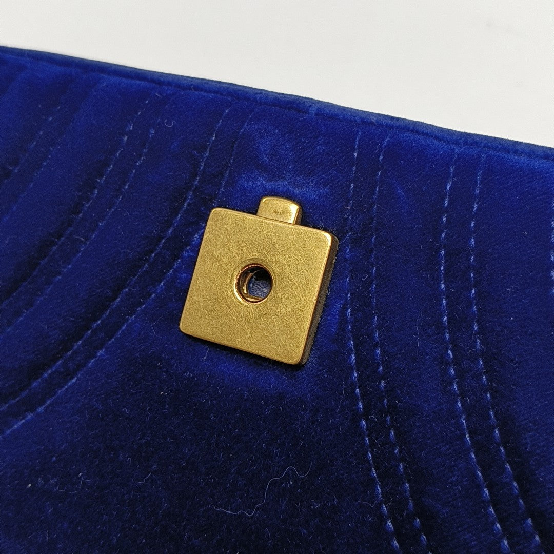 GG Marmont Medium Quilted Velvet Blue