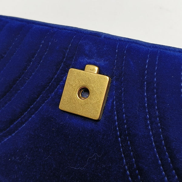 GG Marmont Medium Quilted Velvet Blue
