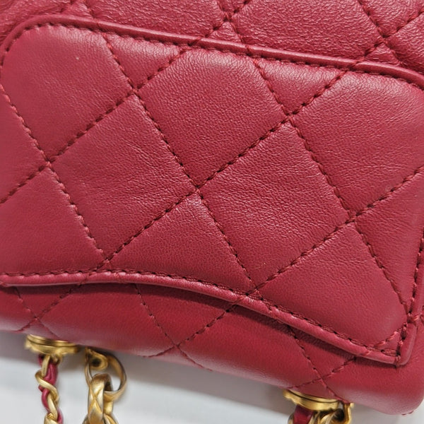 Quilted Lambskin Shoulder Bag Small Red