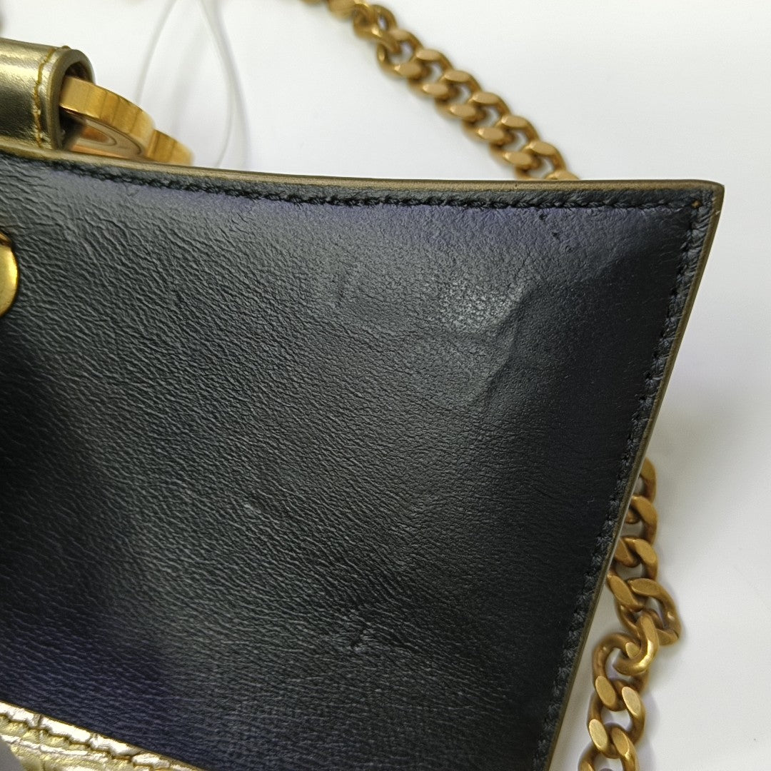 Hourglass Wallet On Chain Small Calfskin Gold