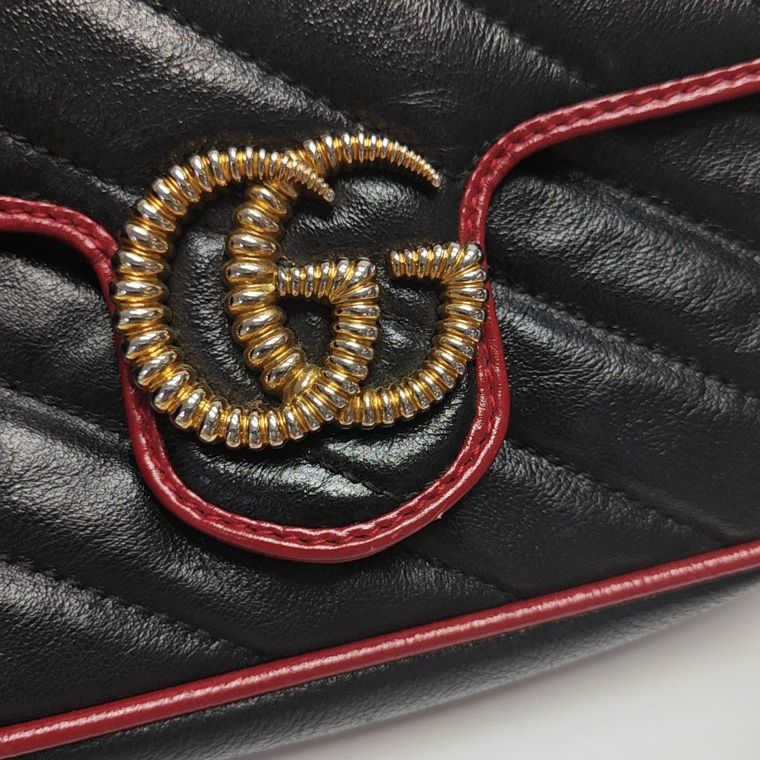 GG Marmont Super Mini Quilted Calfskin Black
