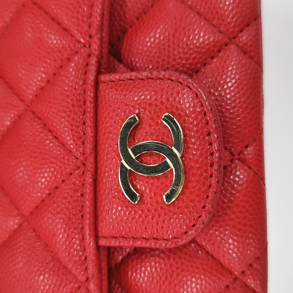 CLASSIC FLAP Mini Quilted Grained Calfskin Red
