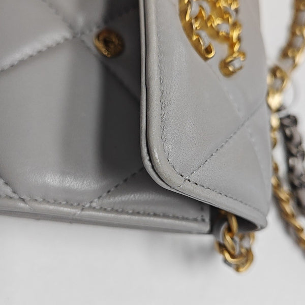CHANEL 19 Small Quilted Lambskin Gray