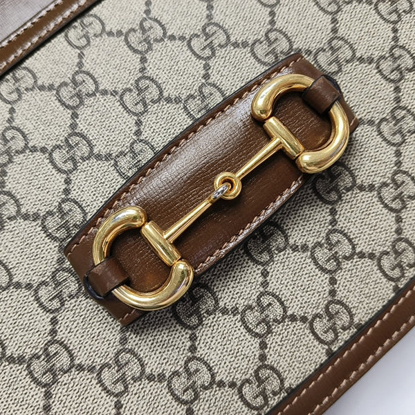 Horsebit 1955 Medium Monogram Coated Canvas Beige