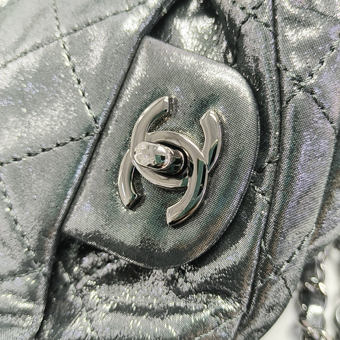 Quilted Calfskin Backpack Gray