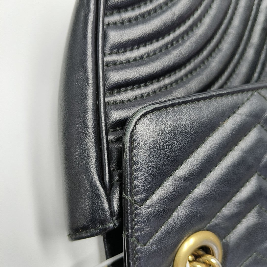 GG Marmont Medium Quilted Calfskin Black