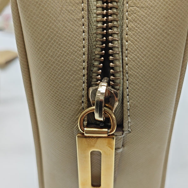Leather Top Handle Bag Beige