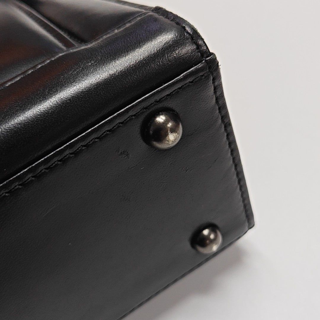 Calfskin Top Handle Bag Black