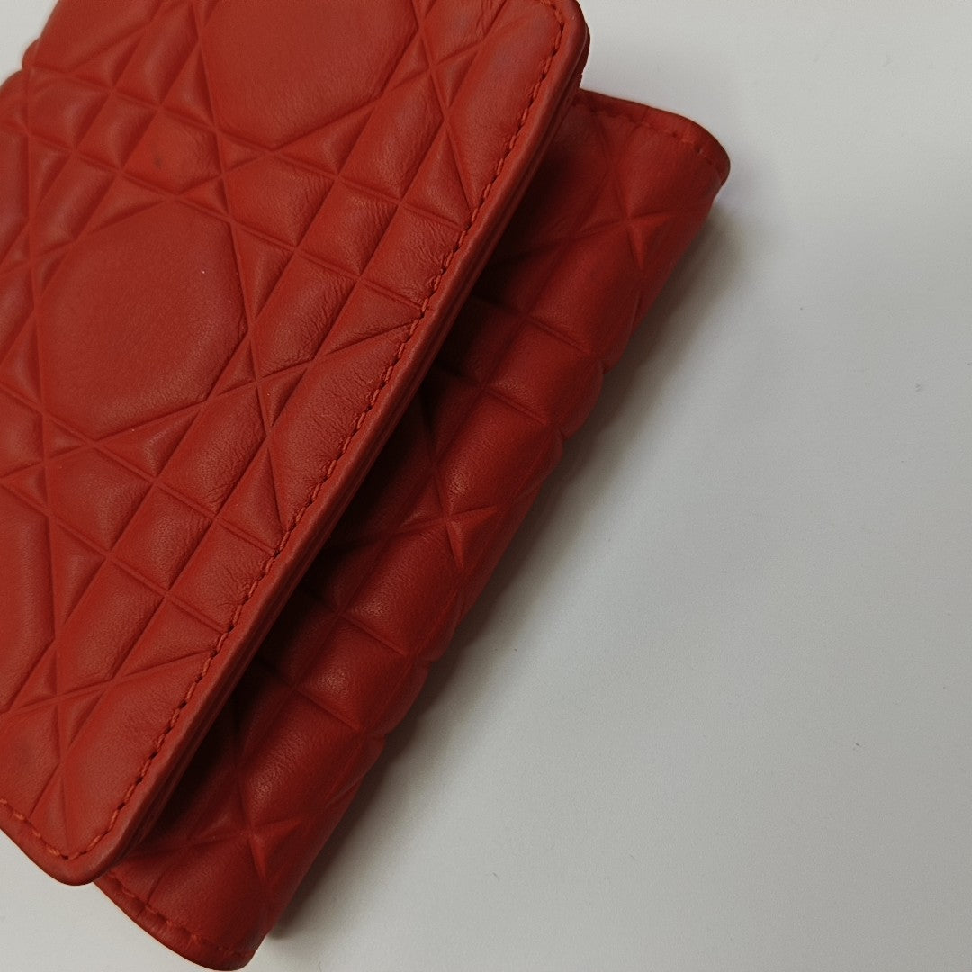 Lady Dior Cannage Calfskin Orange Wallet