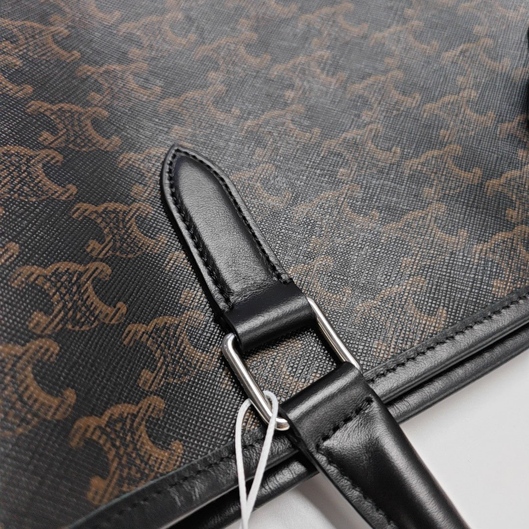 Coated Canvas Shoulder Bag Brown