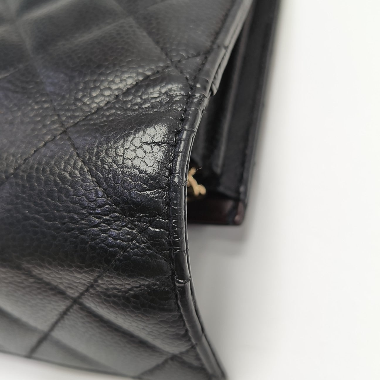 Quilted Grained Calfskin Wallet Black