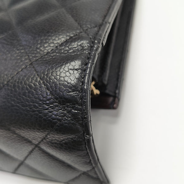 Quilted Grained Calfskin Wallet Black