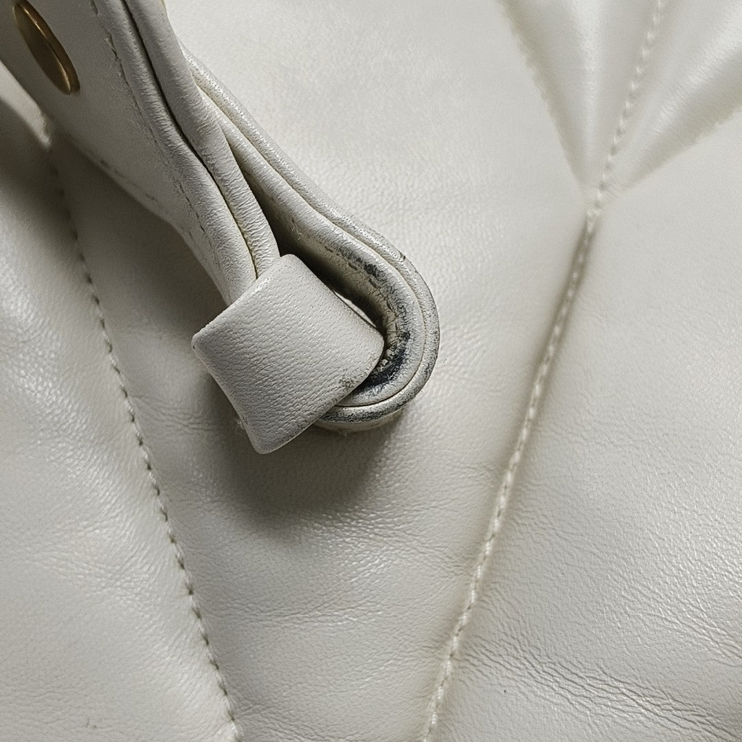 Quilted Lambskin Shoulder Bag White