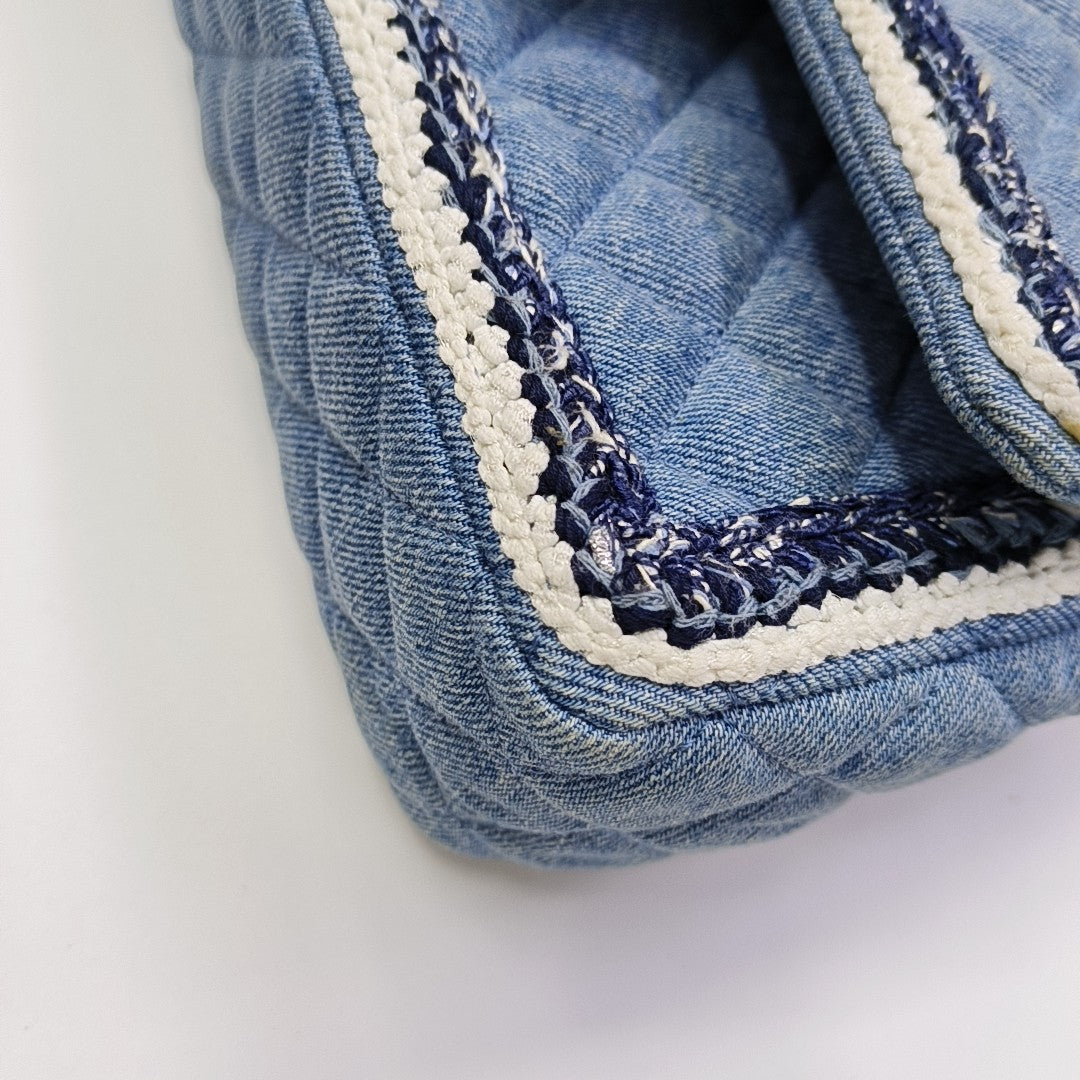 CLASSIC FLAP Small Quilted Denim Blue