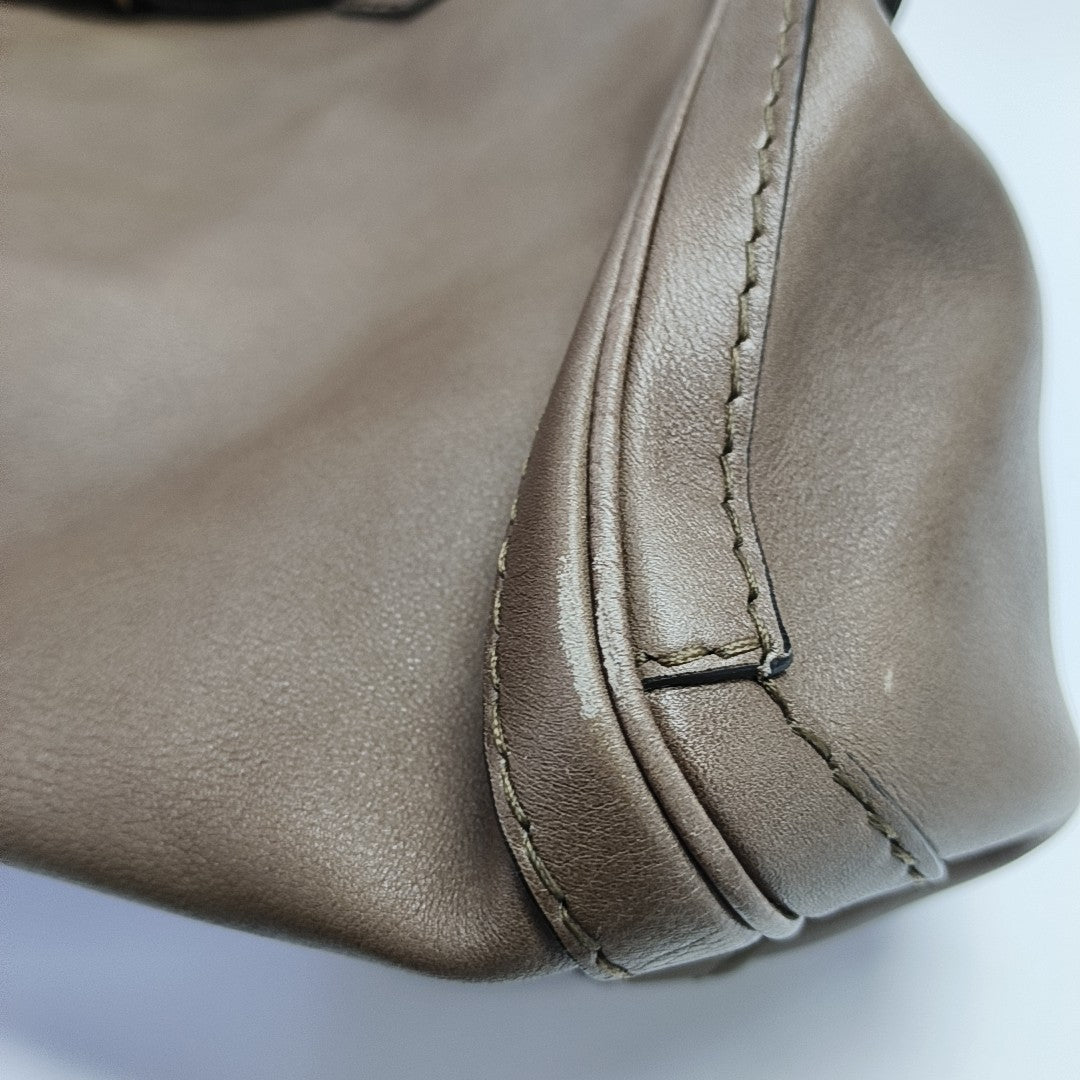 Calfskin Top Handle Bag Brown