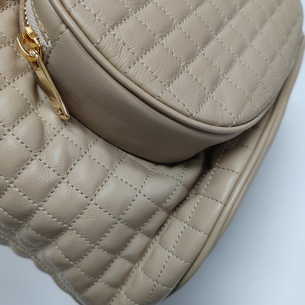 C CHARM Quilted Calfskin Beige