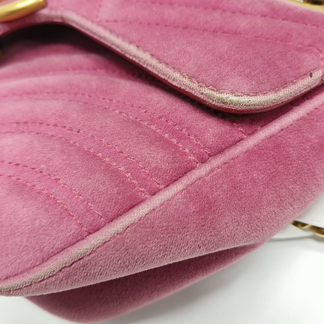 GG Marmont Medium Quilted Velvet Pink