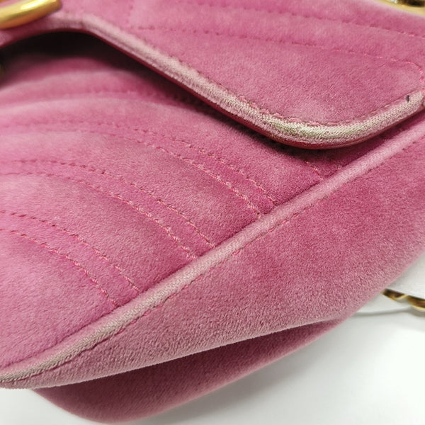 GG Marmont Medium Quilted Velvet Pink