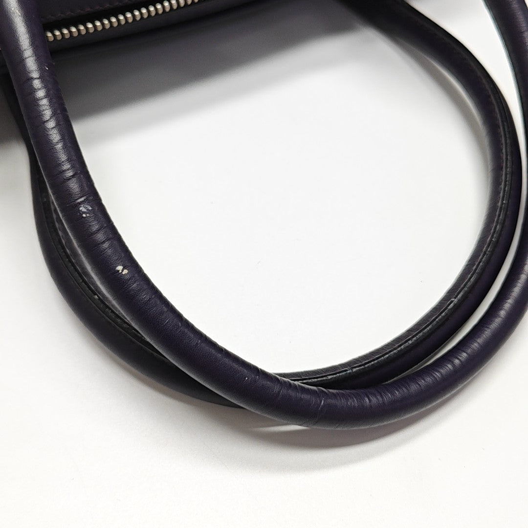 Quilted Nylon Top Handle Bag Purple