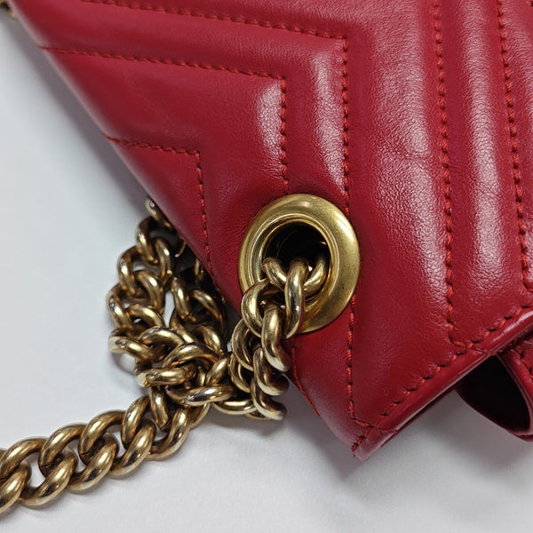 GG Marmont Medium Quilted Calfskin Red